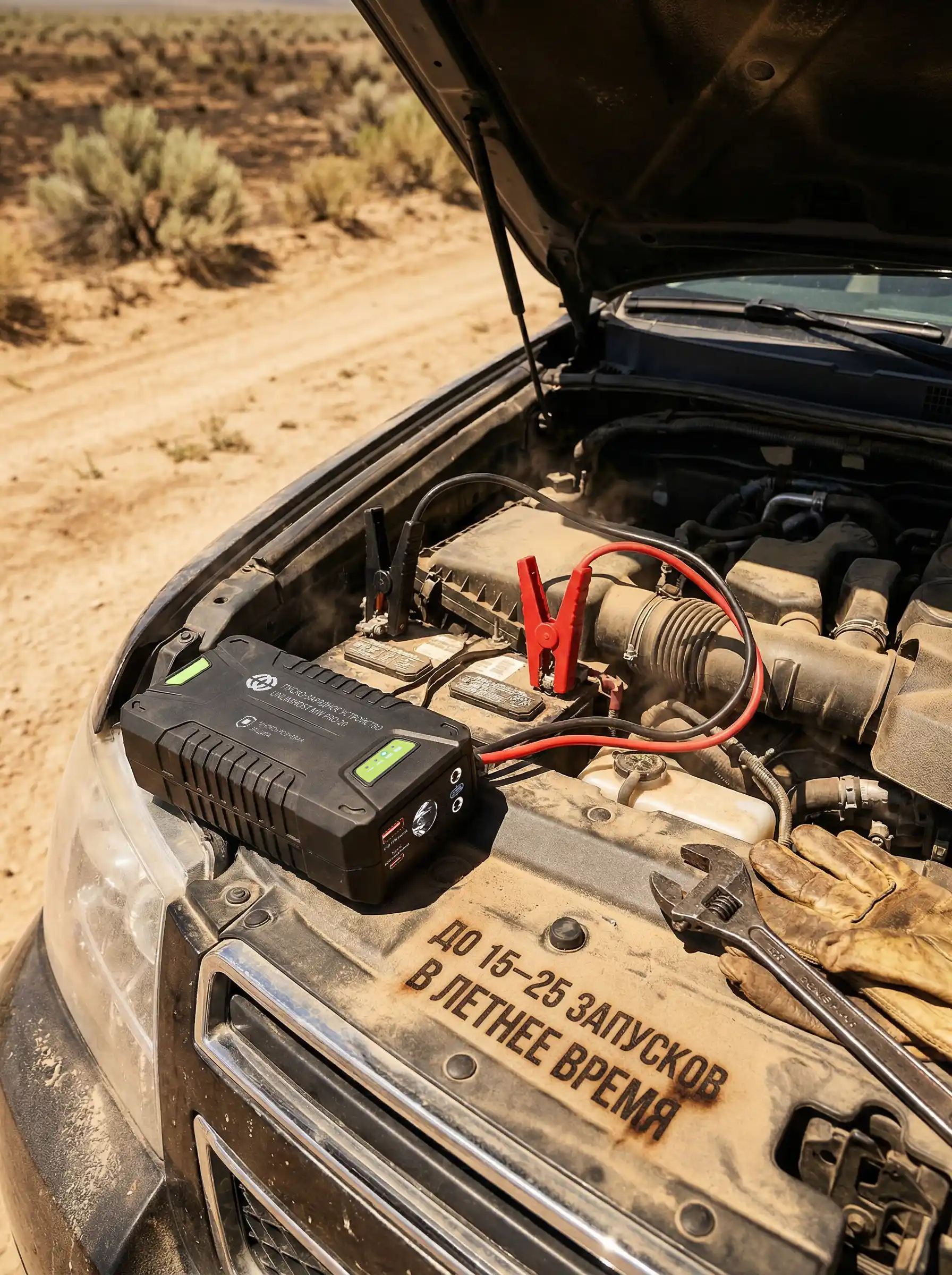 Пример использования пуско-зарядного устройства летом