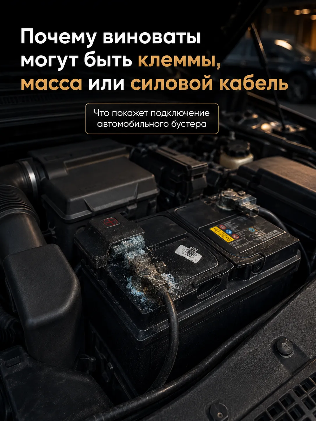 Проверка клемм, массы, силовых кабелей и запуск от бустера