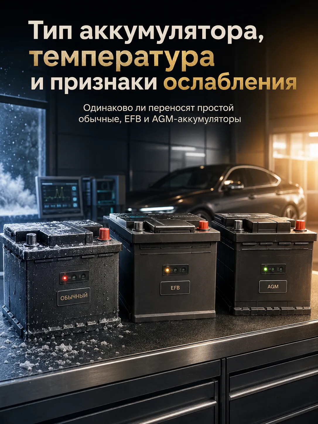 Типы аккумуляторов и признаки ослабления после простоя
