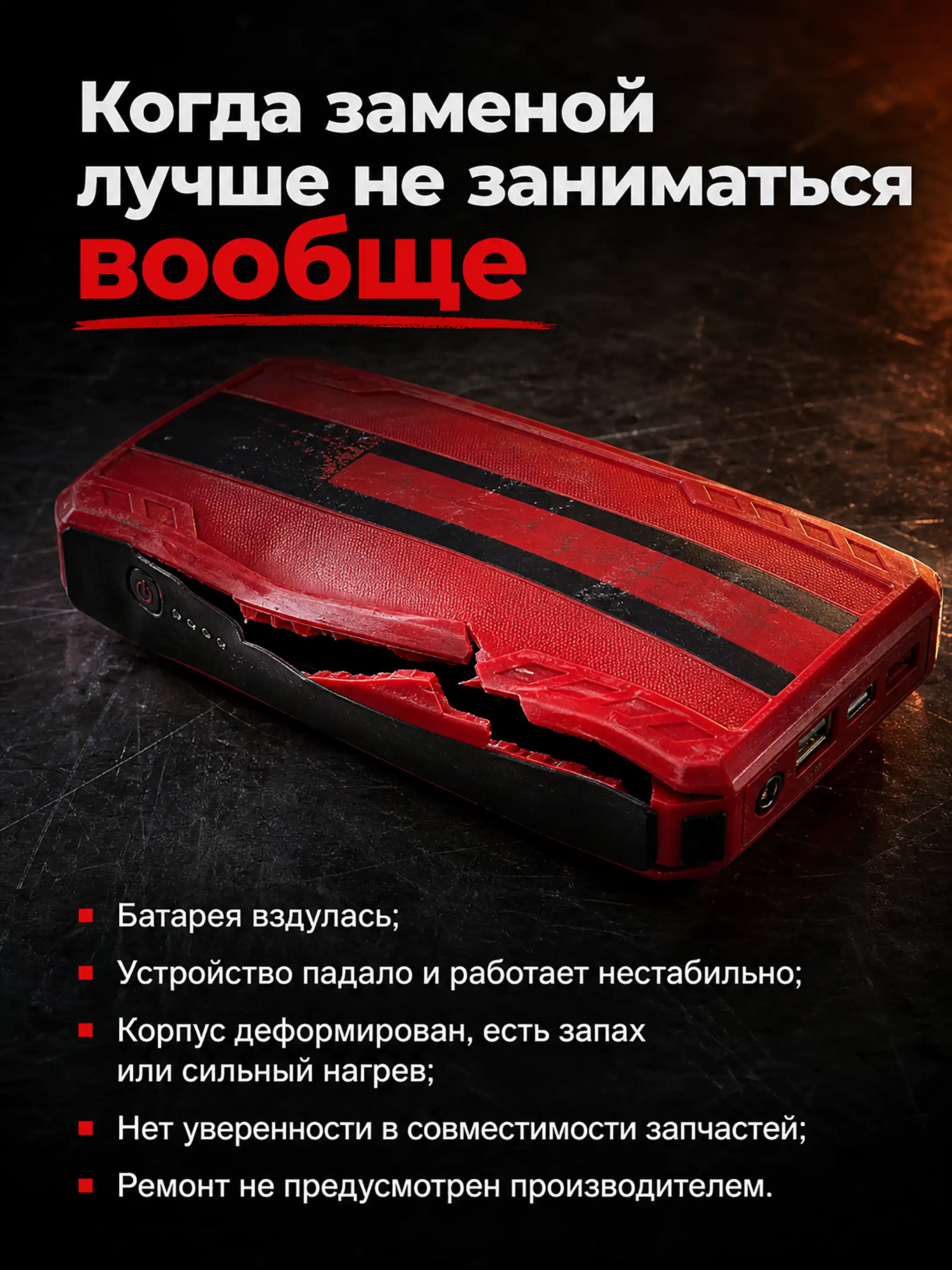 Сервис, замена аккумулятора или покупка нового пускового устройства