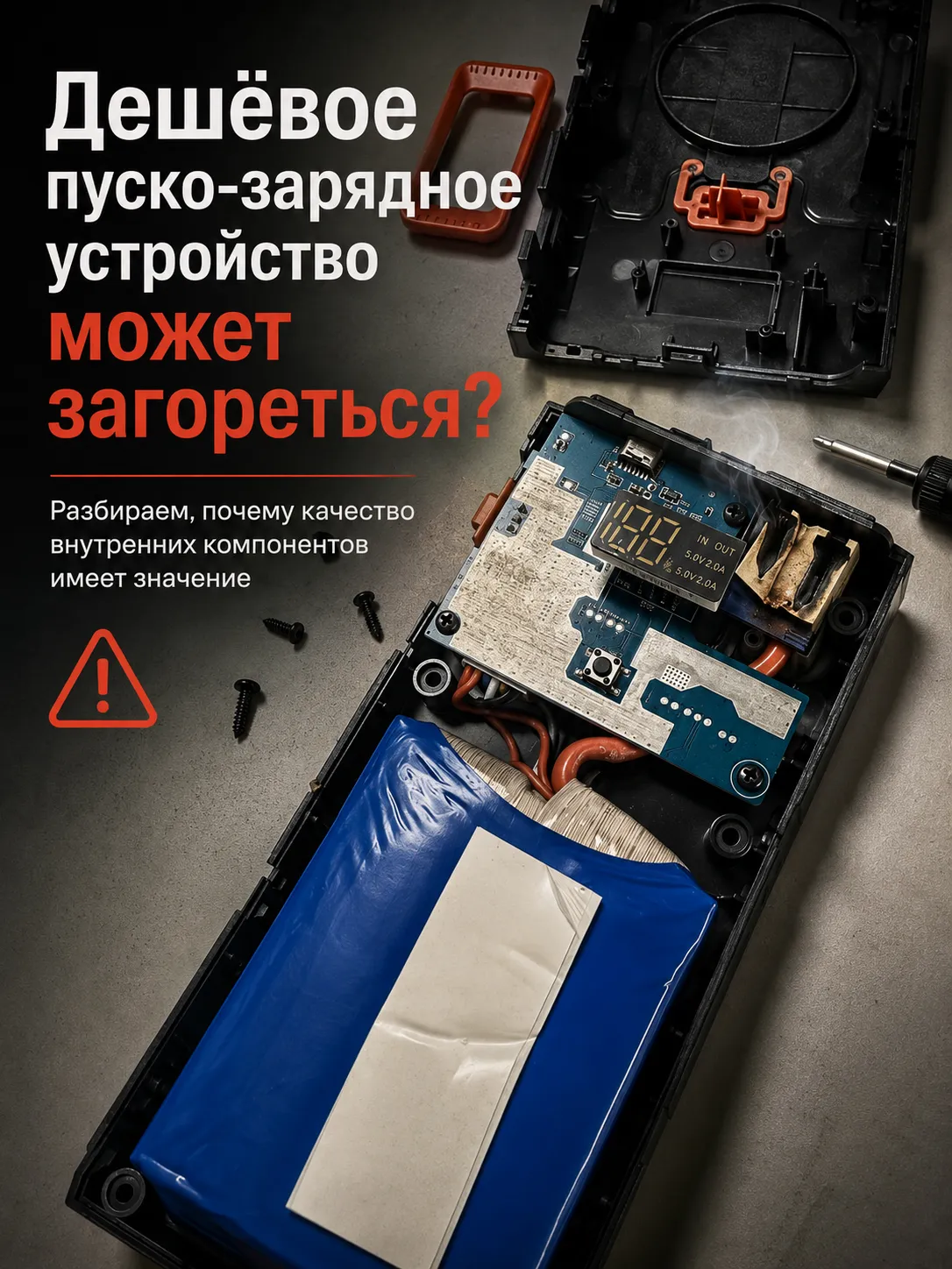 Может ли пуско-зарядное устройство загореться