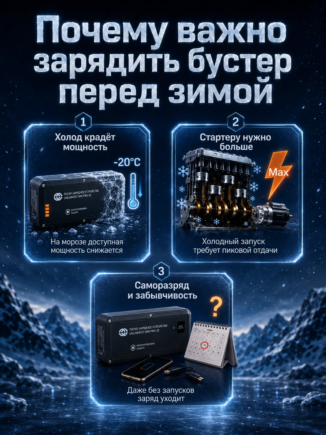 Первые причины зарядить автомобильный бустер перед зимой
