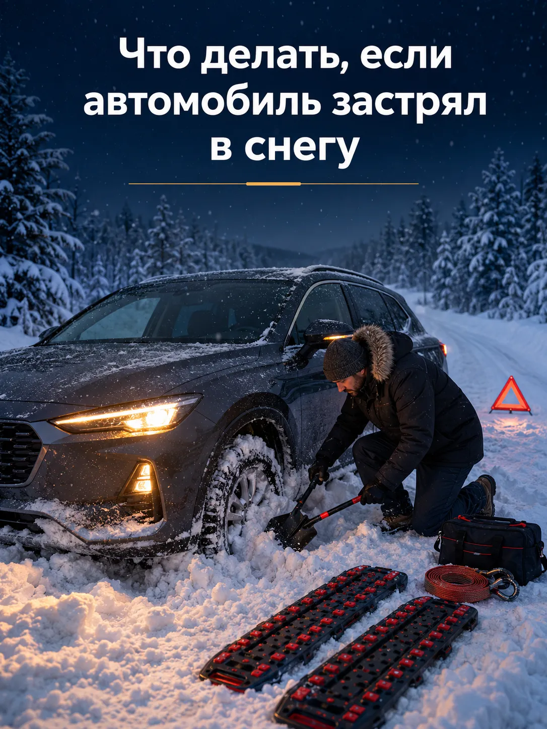 Действия водителя при остановке на зимней трассе