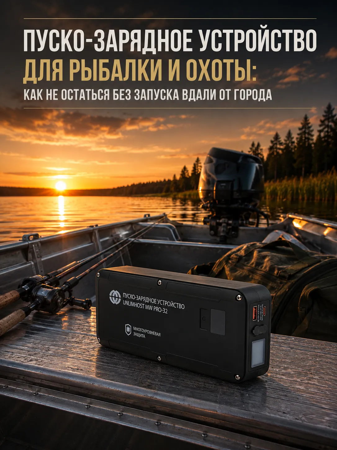 Пуско-зарядное устройство для рыбалки и охоты UnlimHost MW PRO-32