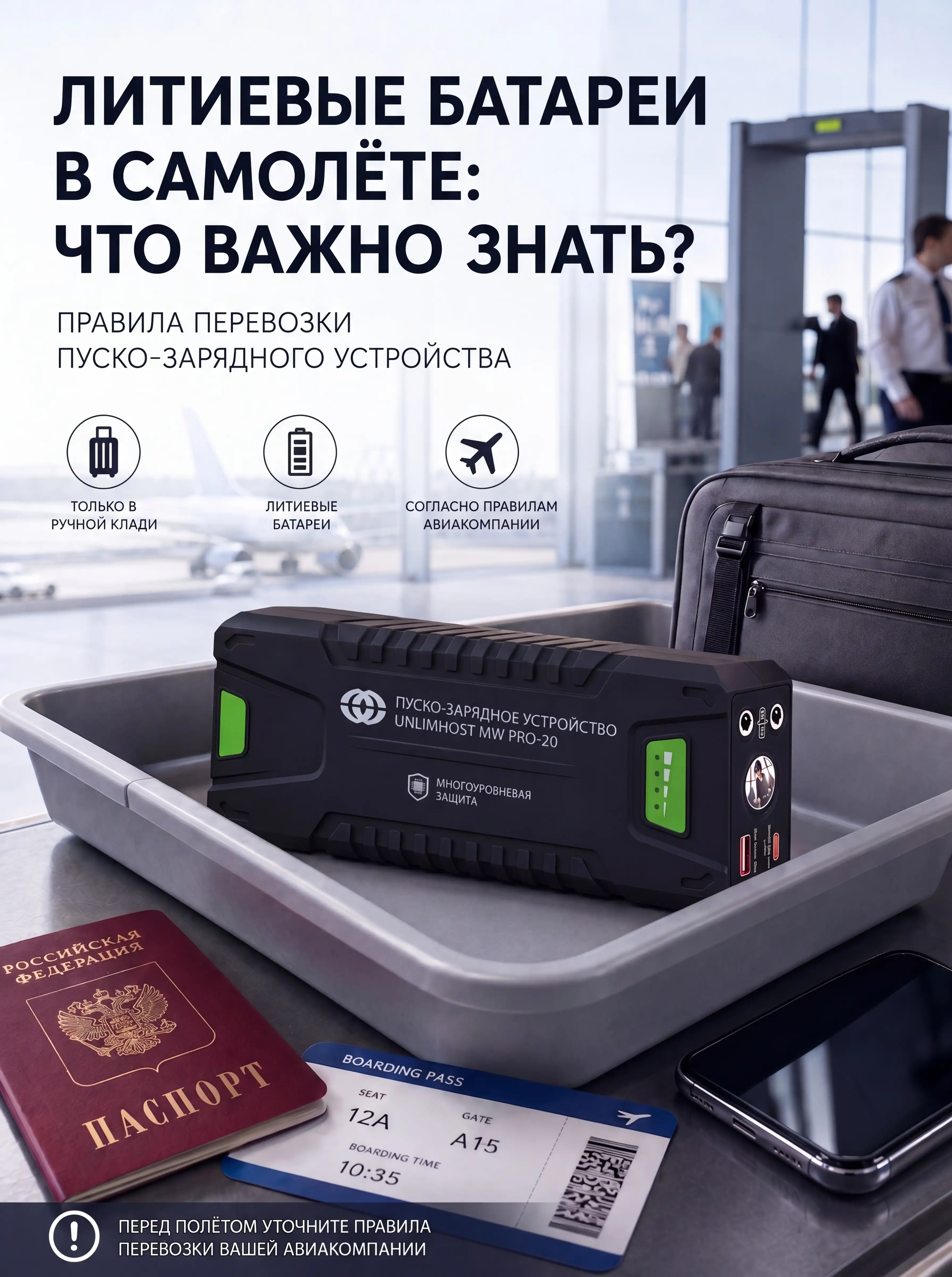 Пуско-зарядное устройство в ручной клади: что обычно можно и что обычно нельзя