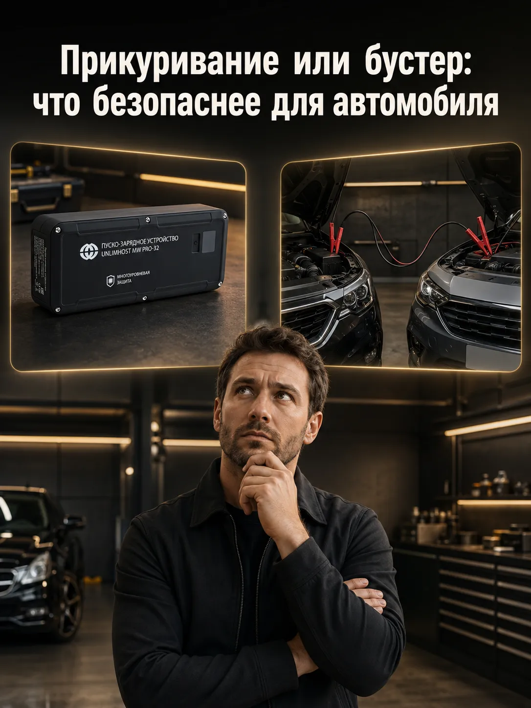 Прикуривание автомобиля или запуск от бустера