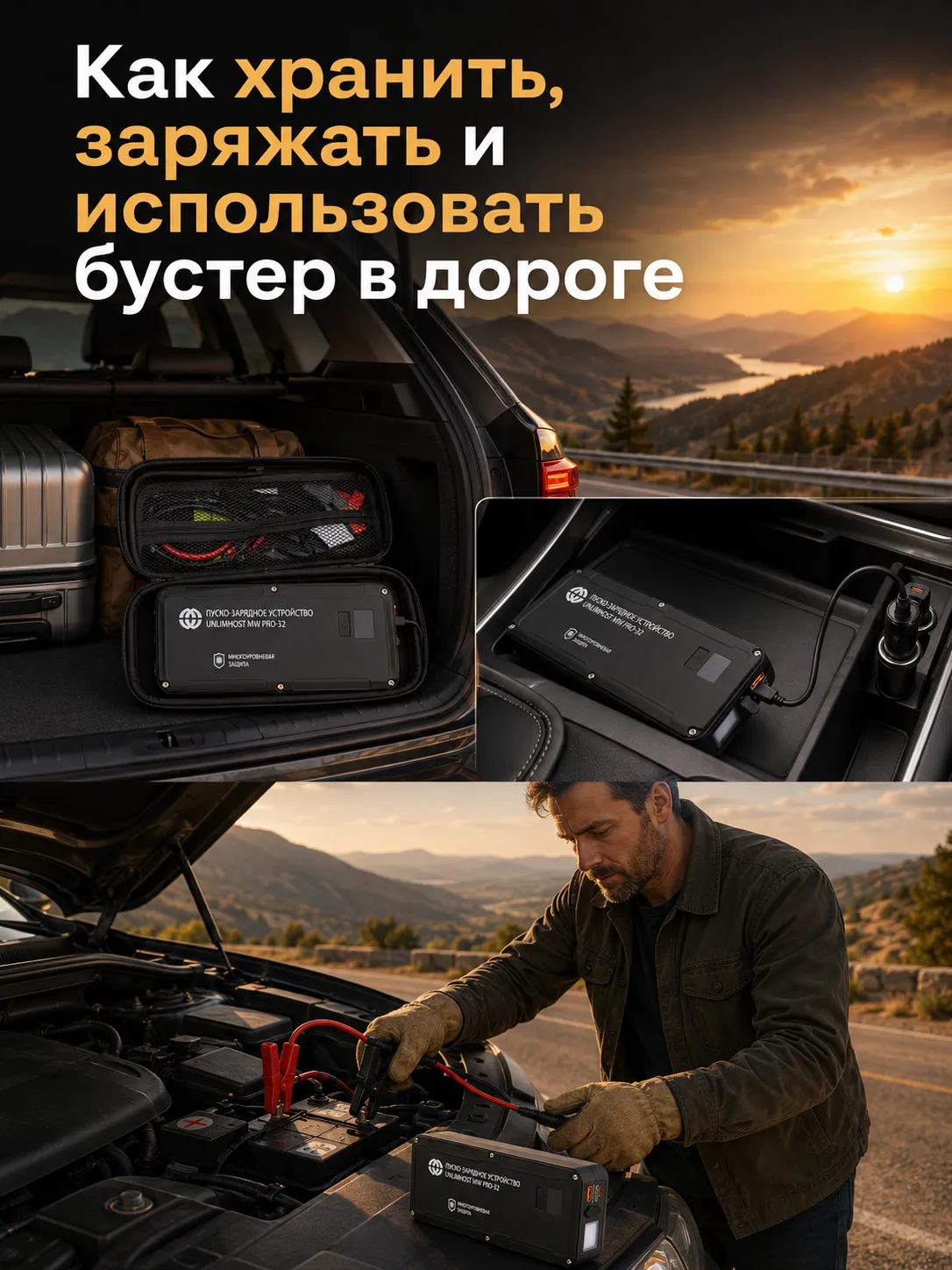 Хранение и зарядка пуско-зарядного устройства в автомобиле