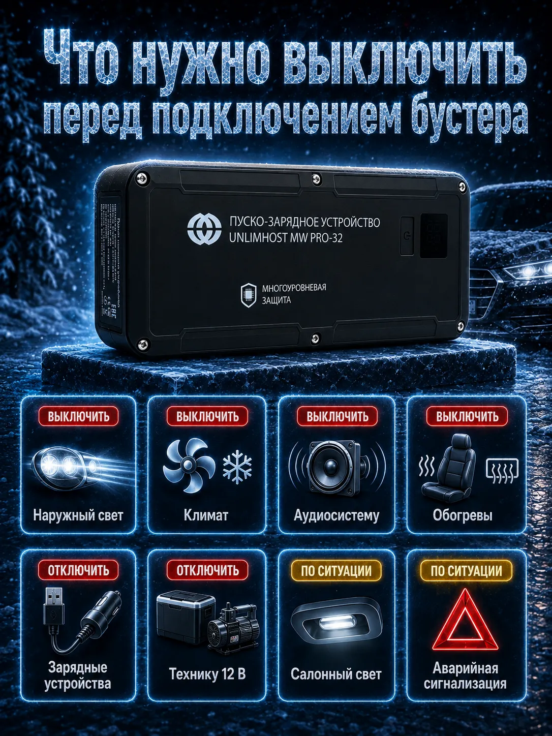 Обогревы и дополнительное оборудование автомобиля перед запуском